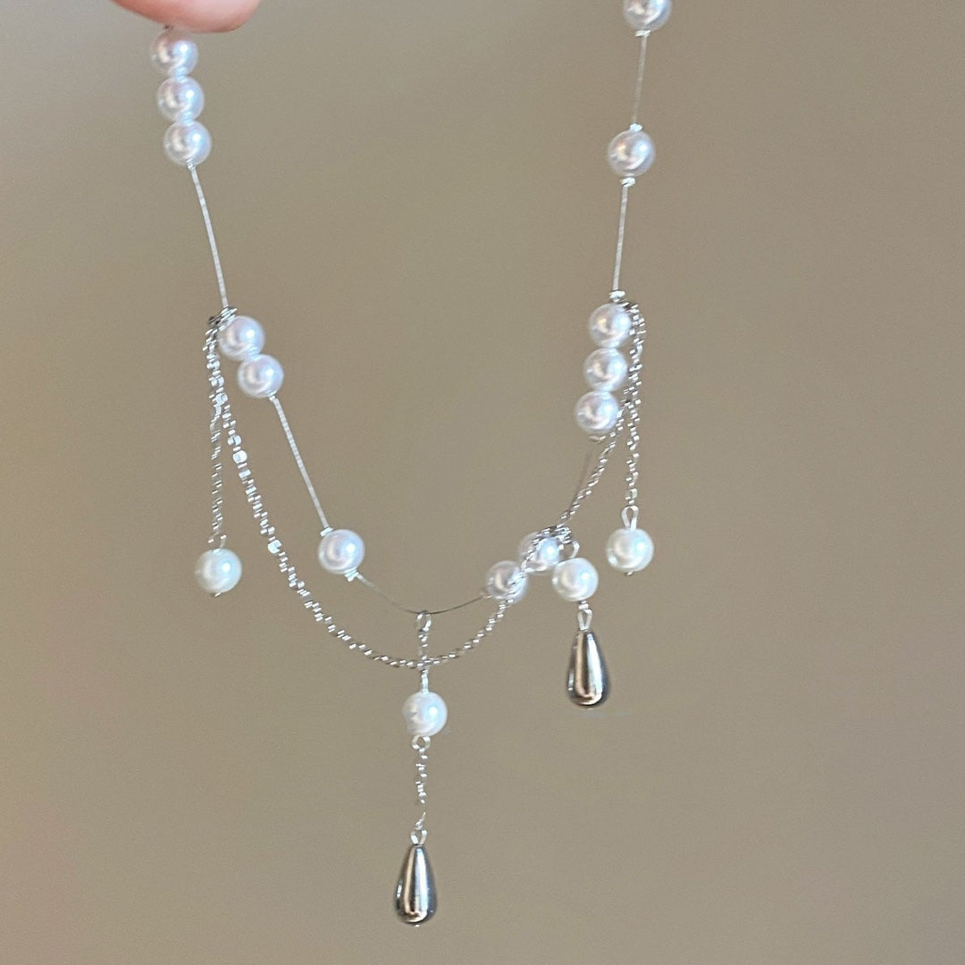 Waterdrop Pearl Tassel Necklace With A Niche Designer-Look