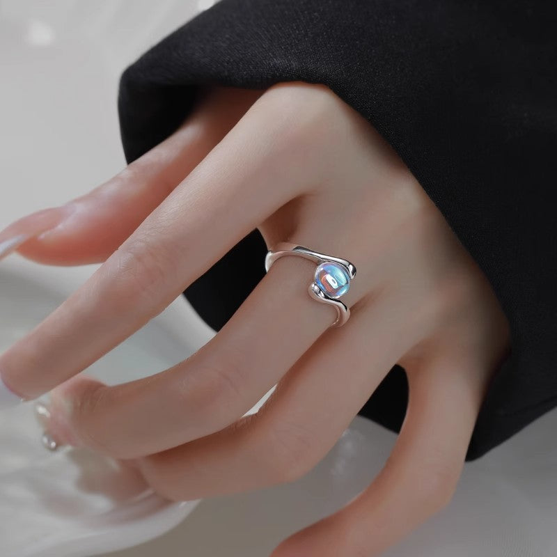 Moonstone Ring With A Light-luxury Niche Design And Adjustable Fit