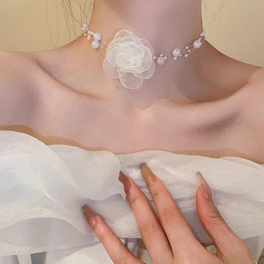 Pure And Alluring Rose Flower Necklace For Women