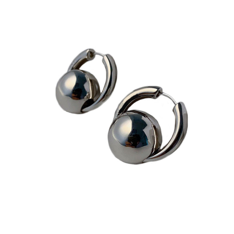 Sleek Round Ball Ear Clips In A Cool Western-style Design