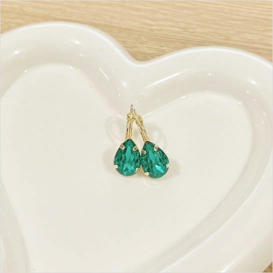 Womens European And American Copper Inlaid Sapphire Ear Clips