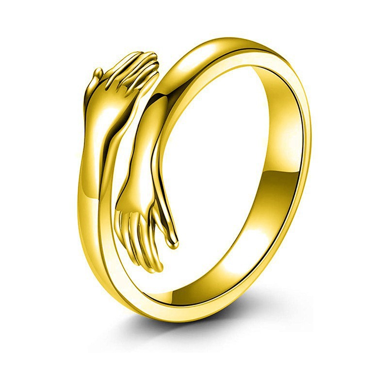 Retro Fashion Stainless Steel Love Embrace Smooth Ring