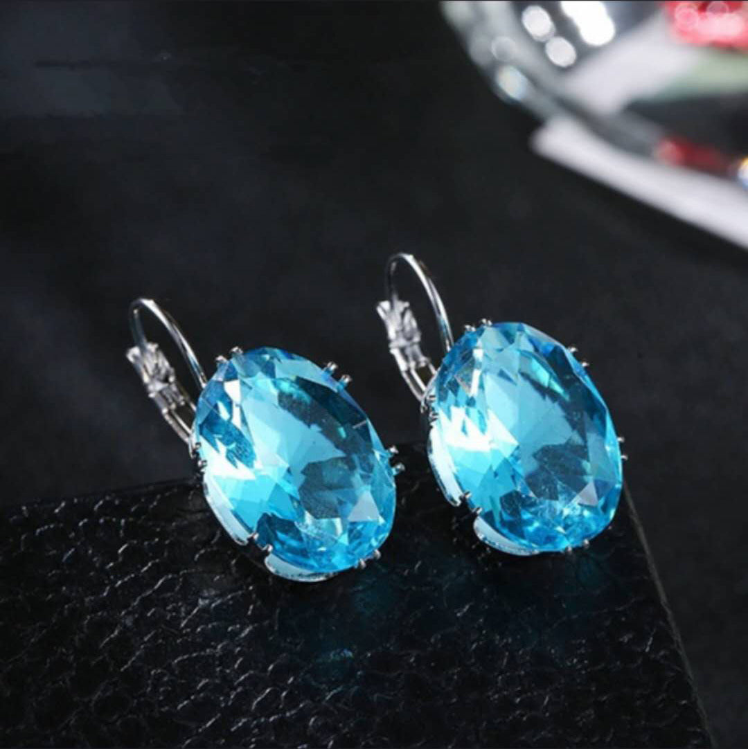 Affordable Luxury Niche Colored Gemstone Stud Earrings