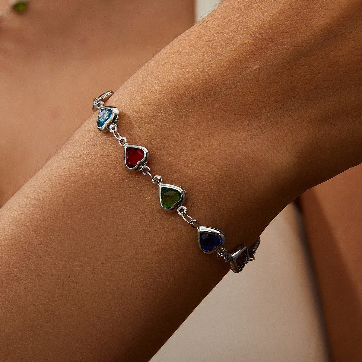 Fashionable Colorful Heart Bracelet For Women