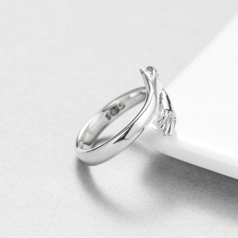 Retro Fashion Stainless Steel Love Embrace Smooth Ring