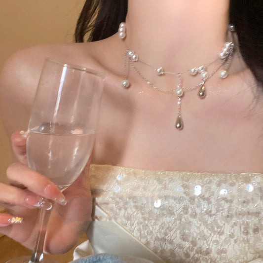 Waterdrop Pearl Tassel Necklace With A Niche Designer-Look